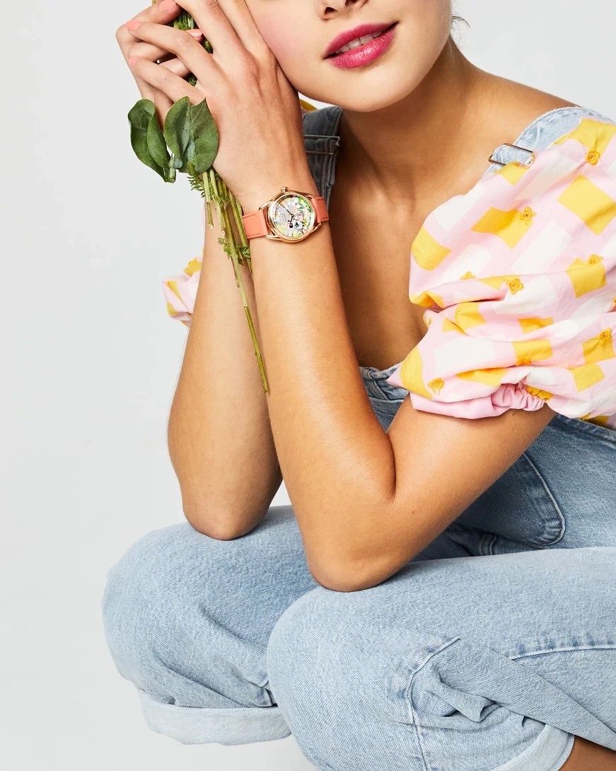 Gardening Minnie Silver-Tone Dial Leather Strap FE6087-04W | CITIZEN